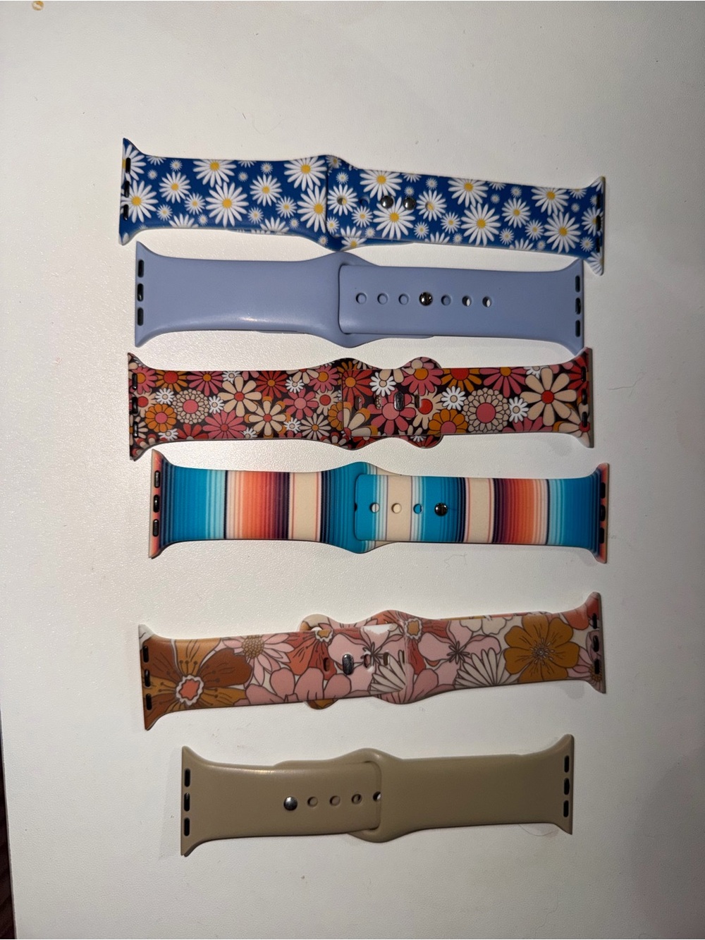 Mix of Floral & Striped Apple Watch Bands - Blue, Lavender, Multi, Pink, Tan